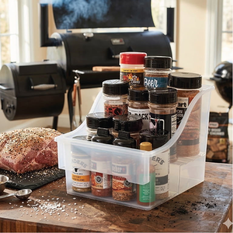 Mainstays Large Clear Plastic Storage Bin for Kitchen Bathroom