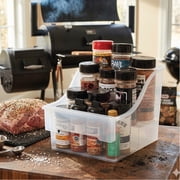 (2 pack) Mainstays 2-Tier Medium Clear Plastic Bin, Multi-Purpose Kitchen Storage and Organization Solution, Well Suited to Storage and Transport