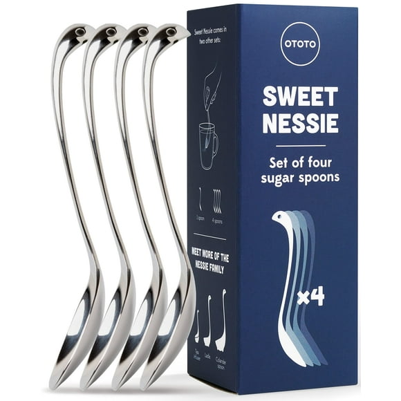 OTOTO Sweet Nessie Sugar Spoon (Set of 4) - Stainless Steel Tea Spoon - 100 Food grade Dishwasher Safe - Perfect Spoon for Tea coffee