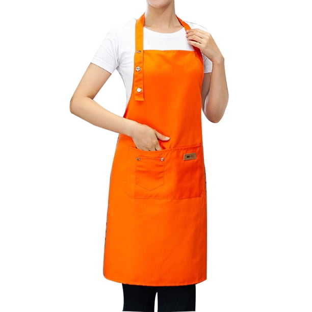 Bewildely Delantal de cocina de algodón para hornear, babero de cocina de bolsillo, accesorio de cocina para Chef Suministros de limpieza para el hogar naranja Bewildely HA002204-04