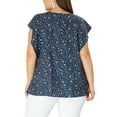 thumbnail image 4 of Unique Bargains Women's Plus Size Outfits Flare Short Sleeve Polka Dots Chiffon Blouse, 4 of 7