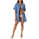 thumbnail image 1 of INSPIRAR CHIC Traje de baño de mujer Bikini de algodón con botones y vestido de camisa con volantes S Azul, 1 of 6