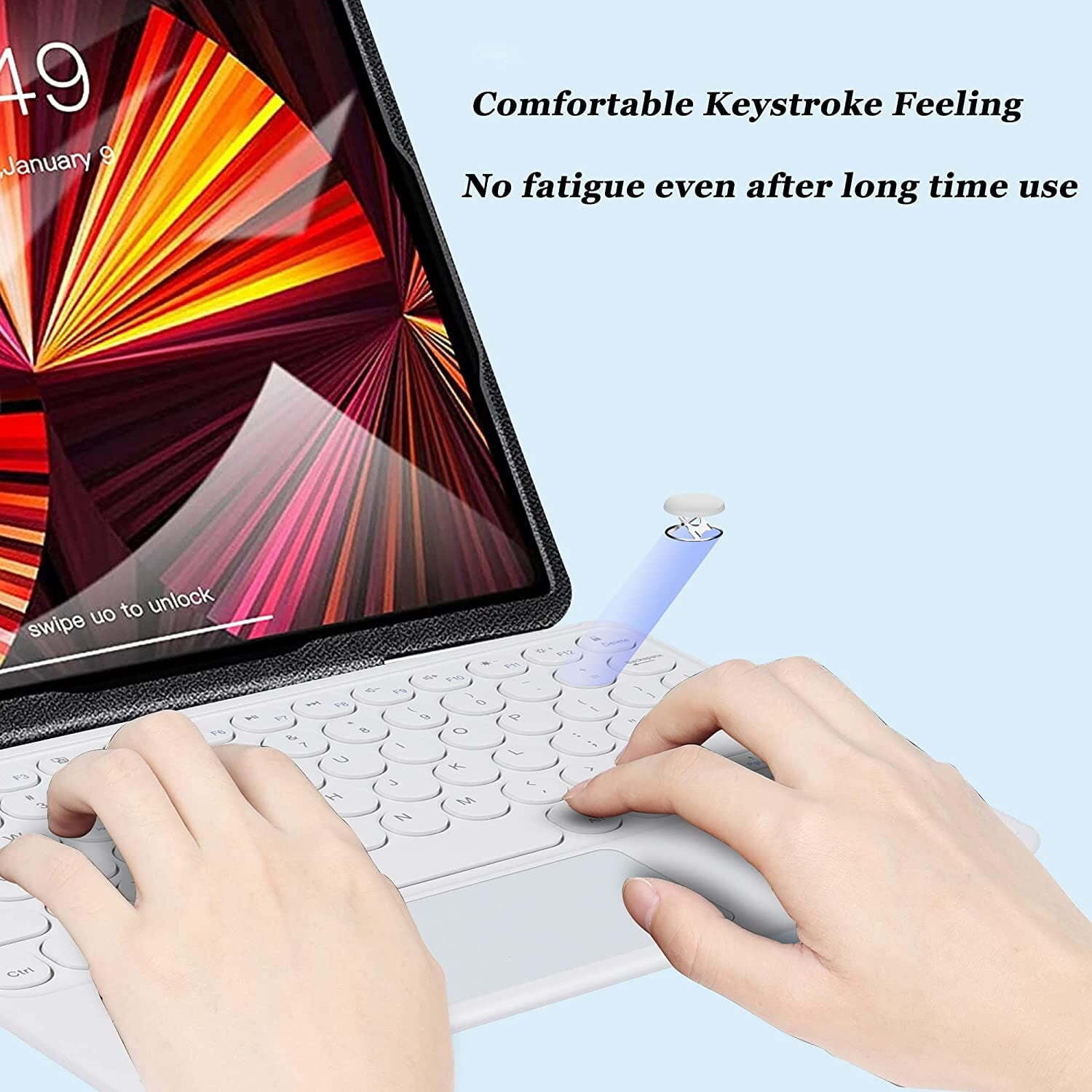 JINRAN Wireless Bluetooth Keyboard with Touchpad for ipad, Portable Mini Small Universal Rechargeable 10 inch Ultra-Slim Wireless Keyboard for Tablet Smartphone PC Computer Laptop Windows Android iOS