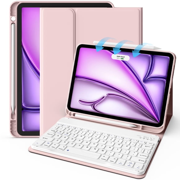 Funda con Teclado JKSML para iPad Air 10.9" 6ª Generación 2025 Rosa