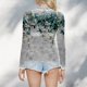 thumbnail image 3 of Gibobby Blusas Holgada Blusa de manga larga con cuello redondo a la moda de verano para mujer, camisa estampada superior semitransparente, camisa inferior（Gris， S), 3 of 4