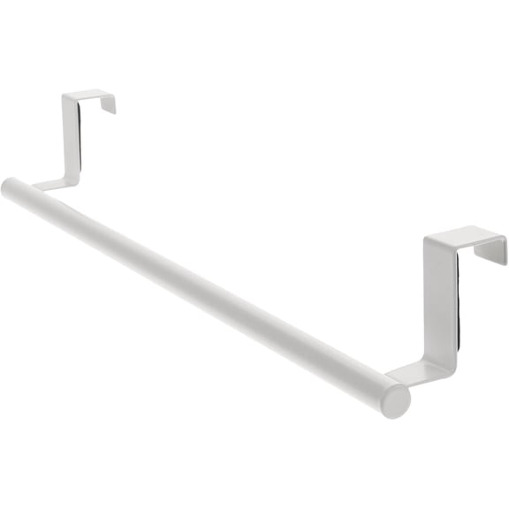 Stainless Steel Towel Rack, White Over Cabinet Door Holder for Bathroom and Kitchen Towel Storage