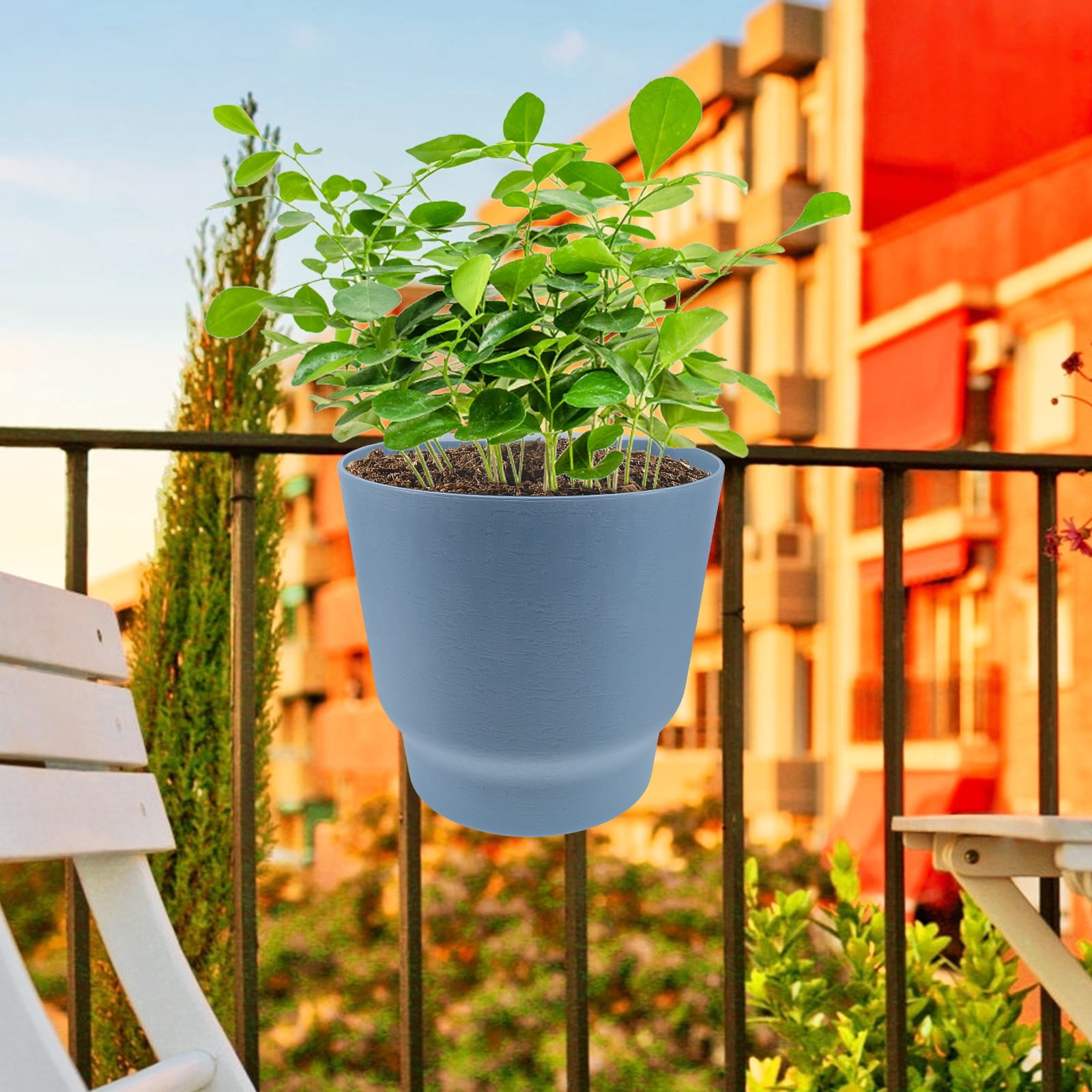 Worgeous  Railing Planters Wall Hanging Indoor Pots for Plants Sky-blue