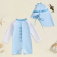 thumbnail image 2 of TOWED22 Toddler Baby Boy Swimsuit Kids Rash Guard Long Sleeve One Piece Bathing Suit Duck Hunting Swimwear with Hat Blue,18-24 M, 2 of 6