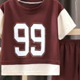 thumbnail image 3 of Ulanda Boys Clothes Boys' 2-Piece Summer Outfit Color Block T-Shirt and Shorts Set 6-16 Years (Red, 6-12 Months), 3 of 3