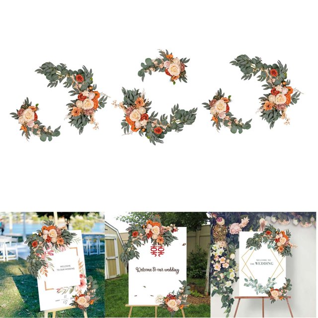 Botín artificiales perfecl con Guirnalda de mesa boda Corona de Rosas Decoración Naranja rosa