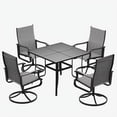 thumbnail image 2 of MRUAKA 5-Piece Patio Dining Set, 360-Swivel Mid Back Breathable Textilene Chairs & Square Table, Heavy Duty All-Weather Outdoor Furniture，Dark Gray, 2 of 10
