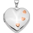 thumbnail image 1 of 14K White Gold With Rose Rhodium 22mm Heart Locket Pendant (27.75 X 21.66) Made In China xl752, 1 of 6