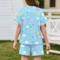 thumbnail image 3 of Grblisyd Girls Summer Outfits 2 Piece Sets Fruit Print Ruffle Short Sleeve Shirts and Drawstring Elastic Waist Shorts Set Kids Clothes, 3 of 4
