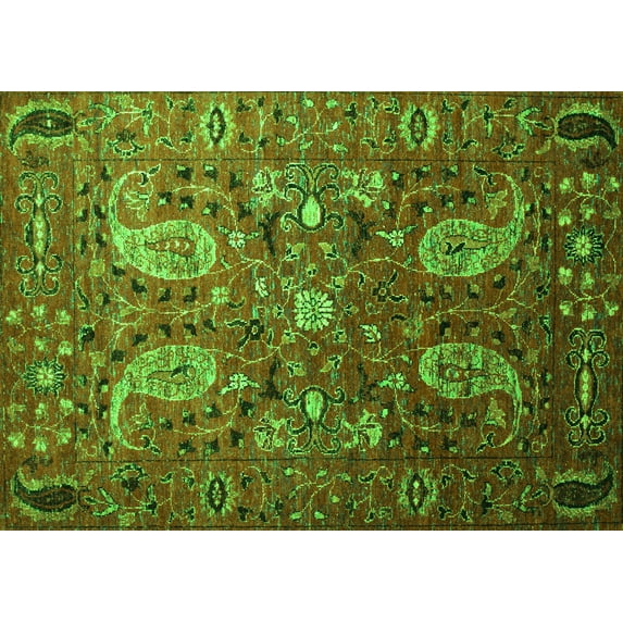 Ahgly Company Indoor Rectangle Persian Green Traditional Area Rugs, 7' x 10'