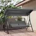 thumbnail image 2 of Outsunny Lit Balançoire de Porche pour 3 Personnes avec Auvent Réglable Gris Foncé, 2 of 10