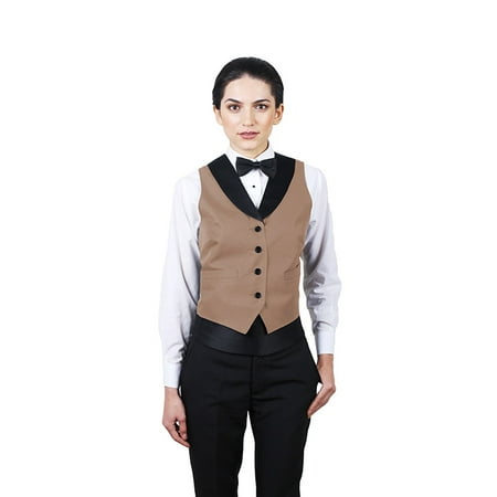 Women's Full Back Tuxedo Vest with Black Lapel