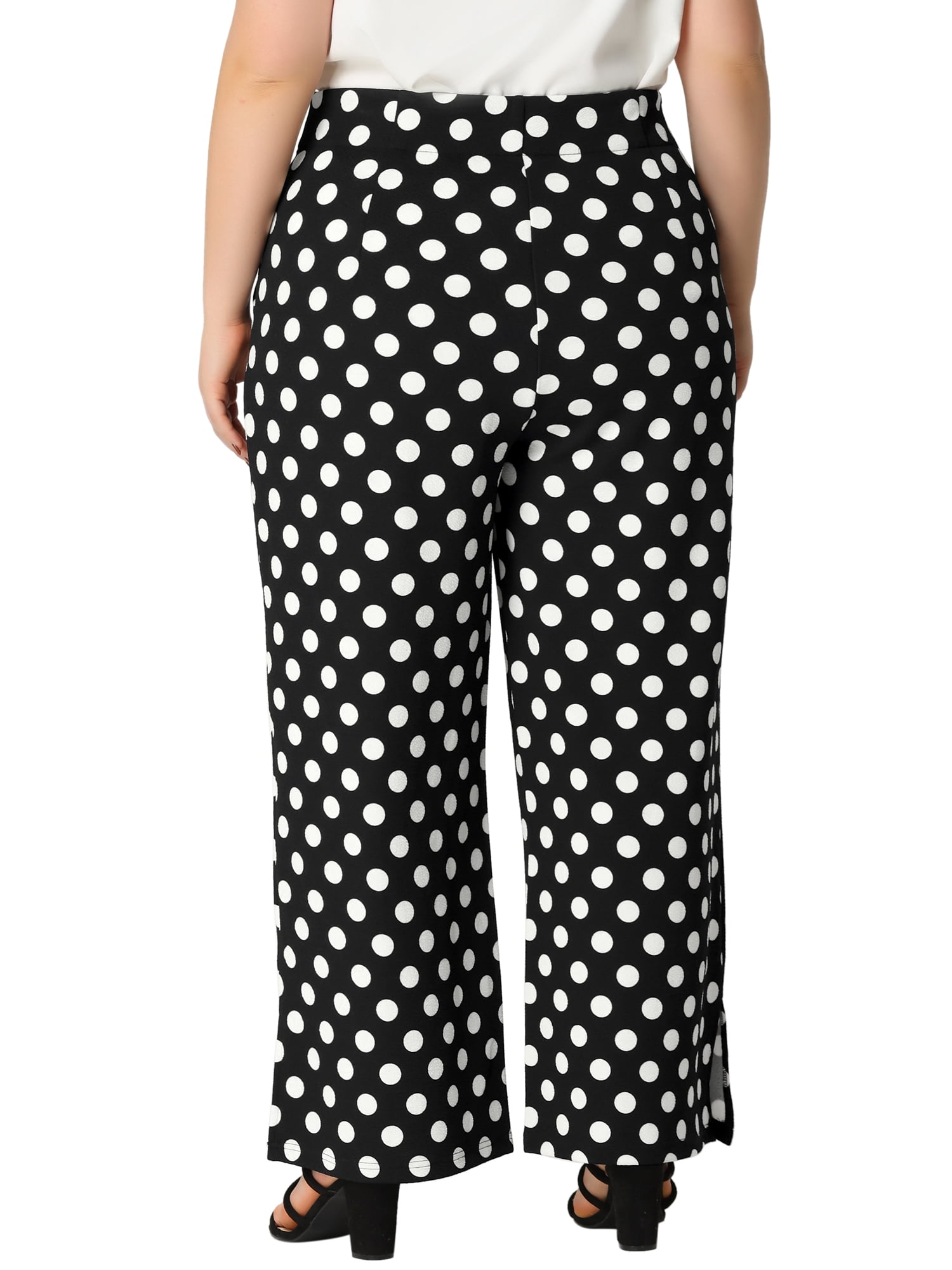 CURVY GLAM Women's Plus Size Polka Dots Palazzo Female Pants Wide Leg Lounge Pant