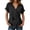 Black, variant on Womens Oversized Solid Color t shirt Turtleneck top Casual Tie Front Irregular Hem Short Sleeve Fashion Trendy tee