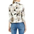 thumbnail image 3 of MODA NOVA Junior's Contrast Lining Open Front Floral Print Blazer Beige Purple L, 3 of 5