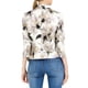 thumbnail image 3 of Blazer Abierto para Mujeres Inspire Chic, Traje Corto de Verano para el Trabajo, Color Beige con Flores Moradas, Talla M, 3 of 7