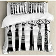 thumbnail image 3 of African Woman Duvet Cover Set Twin Size, Sketch of Local Women with Jugs Silhouettes Tribal Patterned Dresses, Decorative 2 Piece Bedding Set with 1 Pillow Sham, Black and White, by Ambesonne, 3 of 3