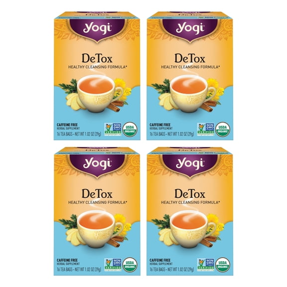 Yogi Tea, DeTox 6 Pack, 96 Herbal Tea Bags, Caffeine Free