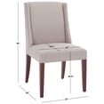 thumbnail image 3 of SAFAVIEH Lauren Contemporary Linen Solid Dining Side Chair, Taupe (Set of 2), 3 of 15