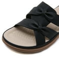 thumbnail image 6 of CAICJ98 Women's Slides Summer Solid Color Slip On Casual Open Toe Bow Tie Wedges Soft Bottom Breathable Slippers Shoes Sandals Black,8.5, 6 of 7