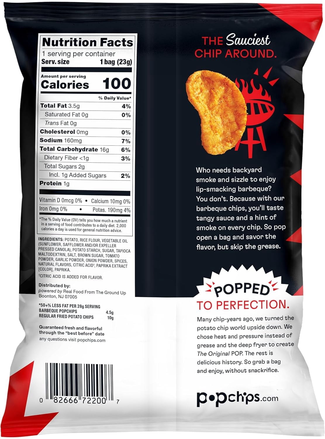 Popchip - Potato  All Natural Barbeque - 0.8 oz. (Pack of 24)
