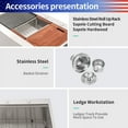 thumbnail image 3 of Farmhouse Apron Single Bowl Stainless Steel Kitchen Sink with Workstation, 3 of 12