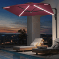 thumbnail image 4 of AECOJOY 10 ft Wall Mounted Patio Umbrella with Solar LED Lights Outdoor Rectangle Umbrella with 180° Rotation for Outside in Red, 4 of 9