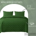 thumbnail image 7 of Exclusivo Mezcla Bed Quilt Set King Size for All Seasons, Stitched Pattern Quilted Bedspread/ Bedding Set/ Coverlet with 2 Pillow shams, Lightweight and Soft, Grass Green, 7 of 7
