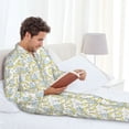 thumbnail image 6 of Salouo Moon And Rabbit Print Button-Front Long Sleeve Pajama Set for Men, Soft 2Pjs Men's Long Sleeve Sleepwear-Medium, 6 of 7