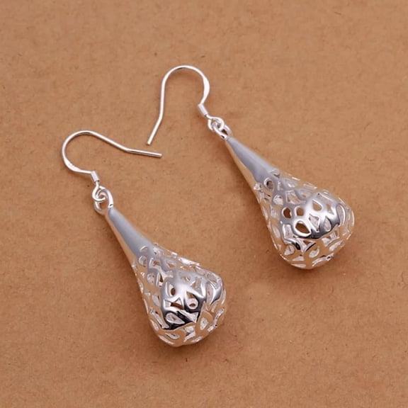 Sterling Silver Plated Drop Dangle Hook Earrings L22