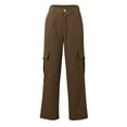 thumbnail image 3 of Cargo Pants Women, Elastic Waist Pockets Straight Loose Pockets, 3 of 8
