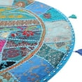 thumbnail image 3 of Stylo Culture Ethnic Round Floor Cushion Vintage Patchwork Cover Turquoise Giant 40x40 Inch Decorative Decor Seating Tuffet Seat Pouf Cover Footstool Cotton Embroidered 1 Pc, 3 of 4
