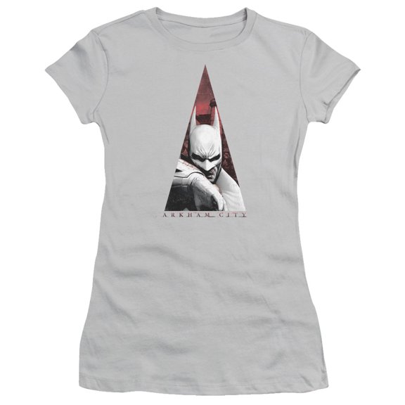 Arkham City - Bat Triangle - Juniors Teen Girls Cap Sleeve Shirt - Small