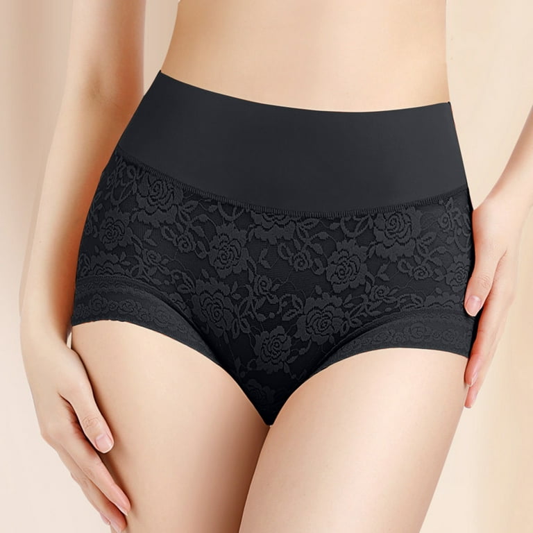 CLZOUD Lingerie Panties for Women Black Polyester Spandex Womens High  Waisted Lace Body Fitting Underwear Comfortable Large Underwear Xl