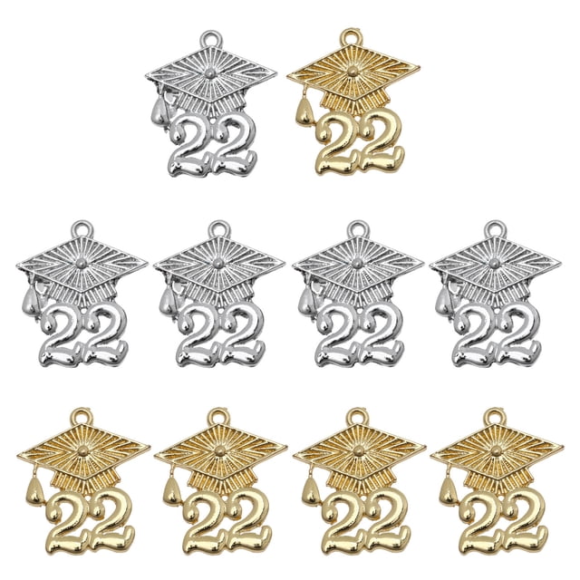 MasteelfCA 10Pcs Graduation Hat Hanging 2022 Charm Pendant Crafting Jewelry Making Supply