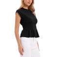 thumbnail image 4 of INSPIRE CHIC Women's Peplum Top Cap Sleeve Crew Neck Smocked Waist Casual Blouses Black L, 4 of 6