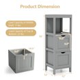 thumbnail image 4 of Giantex Narrow Storage Bathroom Cabinet, Freestanding Floor Cabinet w/2 Removable Drawers, Grey, 4 of 8