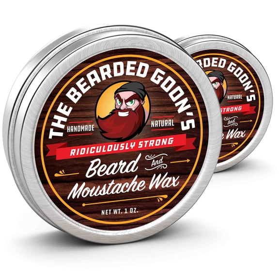 Beard Wax Bundle Grooming Kit for Men: Bearded Goon's Ridiculously Strong Mustache & Beard Wax (2 Tins) with Premium Beard Comb | All Natural Wax for Style Control, Great Gift for Dad or Husband