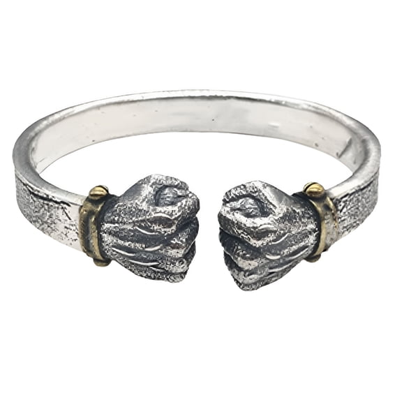 DESIGNICE Mens Vintage 925 Silver Heavy Fist Torque Bangle Open Cuff Bracelet Jewelry Gift-Silver-Adjustable Silver Bangles