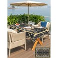 thumbnail image 6 of 60x84 Inch Outdoor Tablecloth with Umbrella Hole Zipper Rectangle Colorful Boho Floral Rectangular Tablecloths Outside Waterproof Black Ethnic Tribe Botanical Patio Table Cloth Cover for Picnic Party, 6 of 8