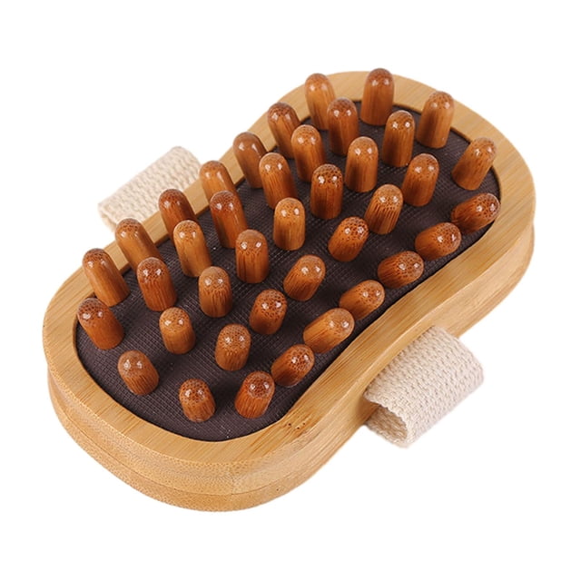 Cepillo de madera para masaje corporal, cepillo para relajación muscular, cepillo raspador Guasha Café