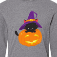 thumbnail image 4 of Inktastic Black Cat, Pumpkin, Cat With Witch Hat, Halloween Long Sleeve T-Shirt, 4 of 5