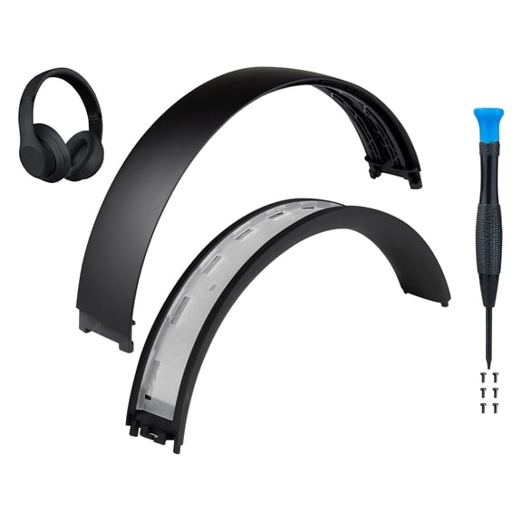SOULWIT Top Bottom Headband Cover Kit for Beats Studio 3 & Studio 2 Wired & Wireless Headphones, Replacement Headstrap Pad Repair Part with Durable Silicone and Plastic - Studio3 Matte Black