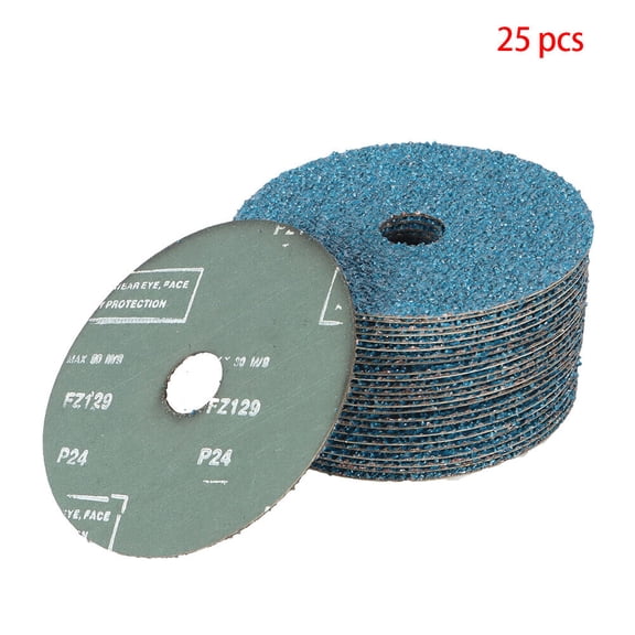 PET-U 25 Pack 5” x 7/8” Zirconia Resin Fiber Grinding and Sanding Discs 24 Grit US