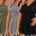 thumbnail image 1 of Dosaele Buy 2 Get 1 Free  total of 3 Packs of Soft & Breathable Maternity Shirts  Flying Short Sleeve Nursing Tops for Pregnancy  Comfortable Pregnancy Clothes, 1 of 7