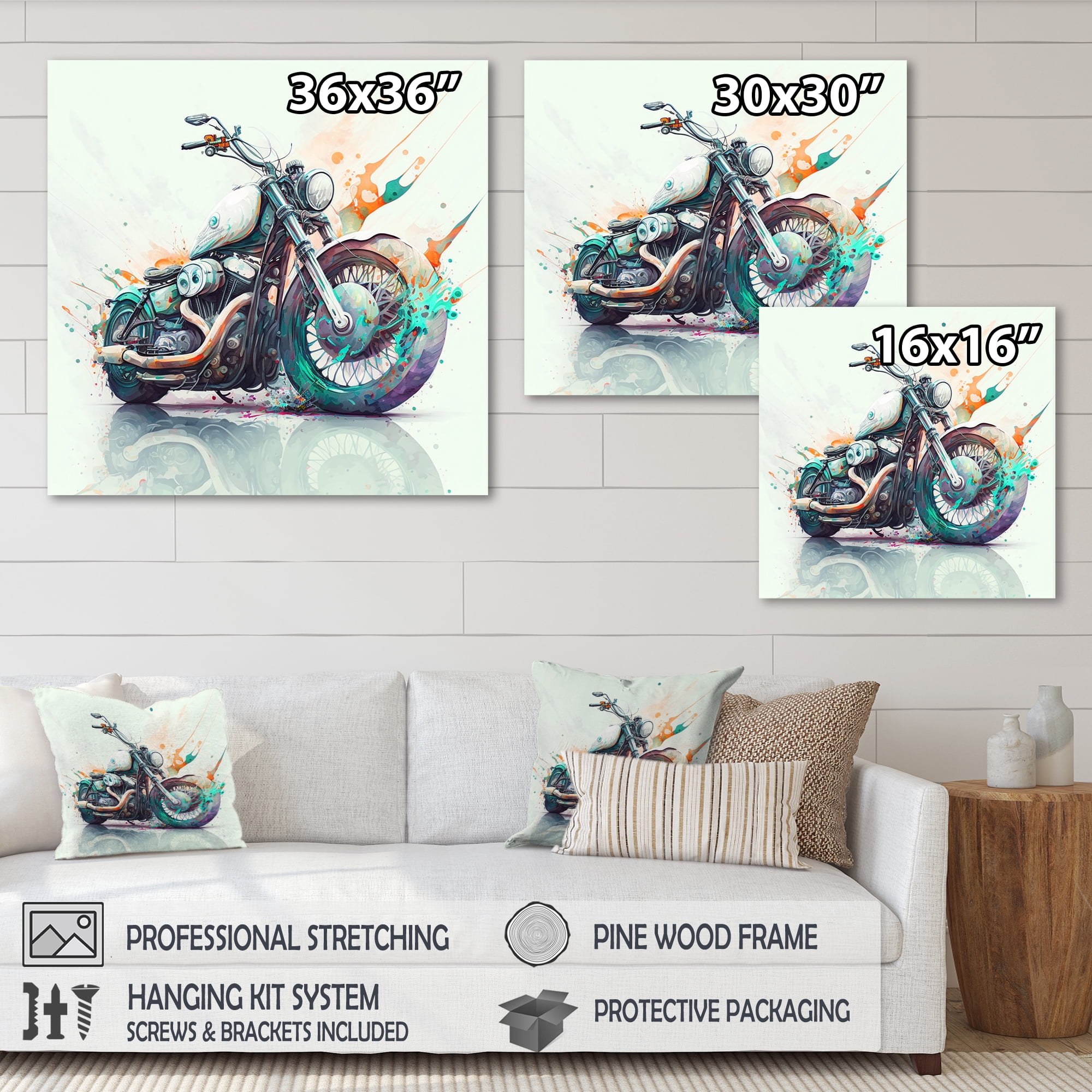 Designart Modern Vibrant Motorcycle Canvas Wall Art - Walmart.com